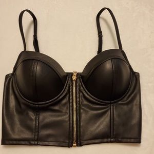 Charlotte Russe cfaux leather bustier crop top